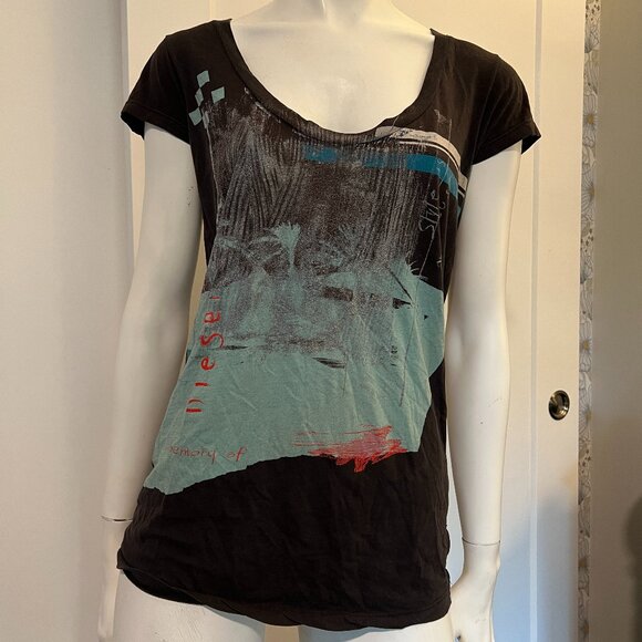 Diesel Scoopneck Graphic Tshirt - Picture 1 of 4